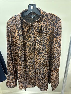 Lafayette 148 New York Leopard-Print Button-Down Shirt in Brown and Black